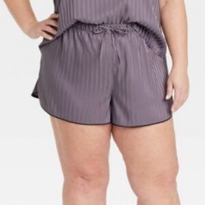 NWT Auden luxe satin deep purple shorts size XL